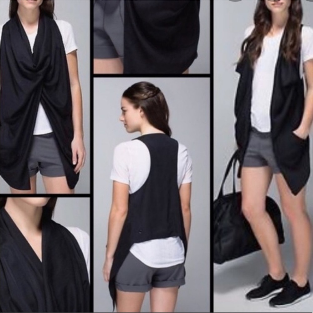 Lululemon Tranquility Vest Sleeveless Wrap Black Pockets Small